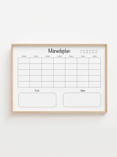 Månedsplan Poster | 21 x 29,7 cm (A4) | Ellens Postershop plakat