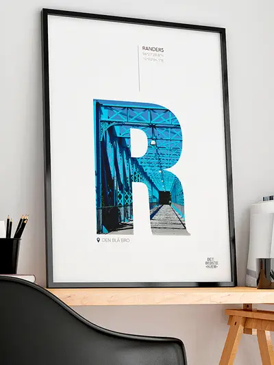 Randers-plakat - Den Blå Bro - Download PDF og print selv i mange formater - kr. 299 plakat