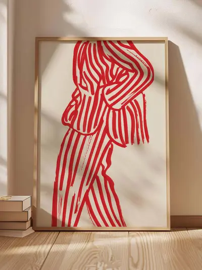 Rød Balance Figur Poster | 21 x 29,7 cm (A4) | Ellens Postershop plakat