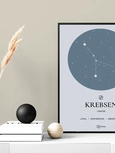 Krebsen Stjernetegn Plakat Havblå 42×60 cm (A2) plakat