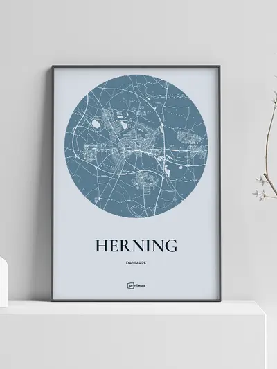 Herning Plakaten Rundt kort Havblå 35×50 cm (B3) plakat