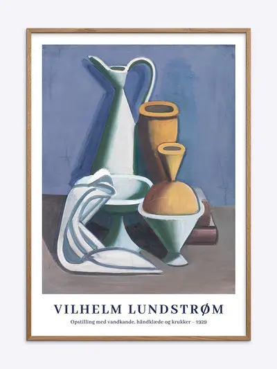 Vilhelm Lundstrøm Opstilling med vandkande handklæde og krukker plakat