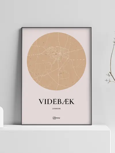 Videbæk Plakaten Rundt kort Guld 60×84 cm (A1) plakat