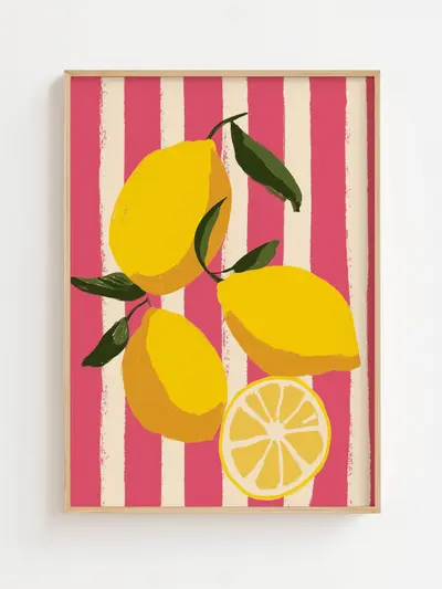 Striped Lemon Poster | 21 x 29,7 cm (A4) | Ellens Postershop plakat