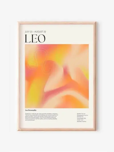Leo - Farverig stjernetegns Poster | 21 x 29,7 cm (A4) | Ellens Postershop plakat