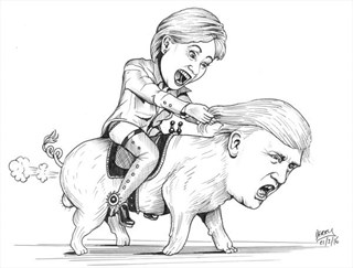 Hillary rider på Donald Trump